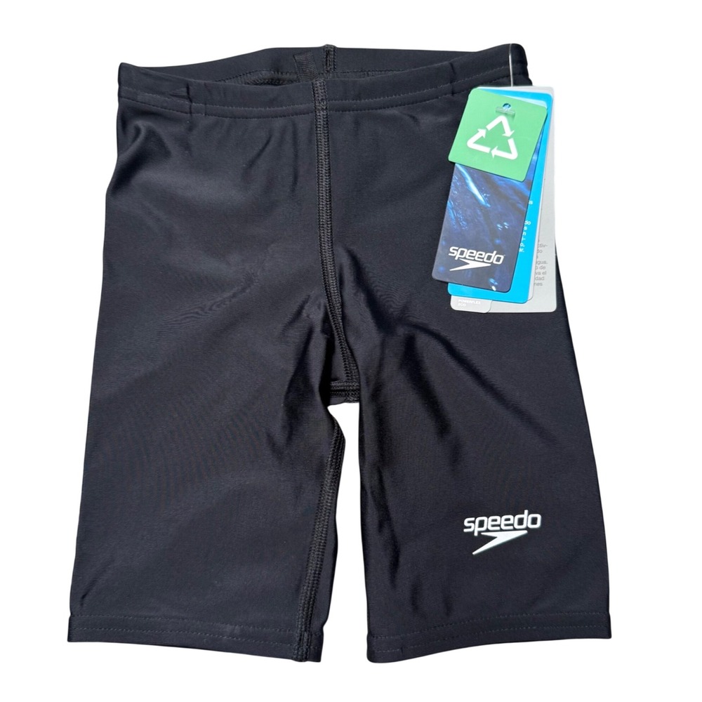 Speedo PowerFLEX Eco Youth Jammer Swimsuit Black Size 22 NWT Competition Swim